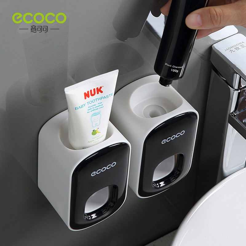 Automatic Toothpaste Dispenser - Wall Mount with Brush Holder