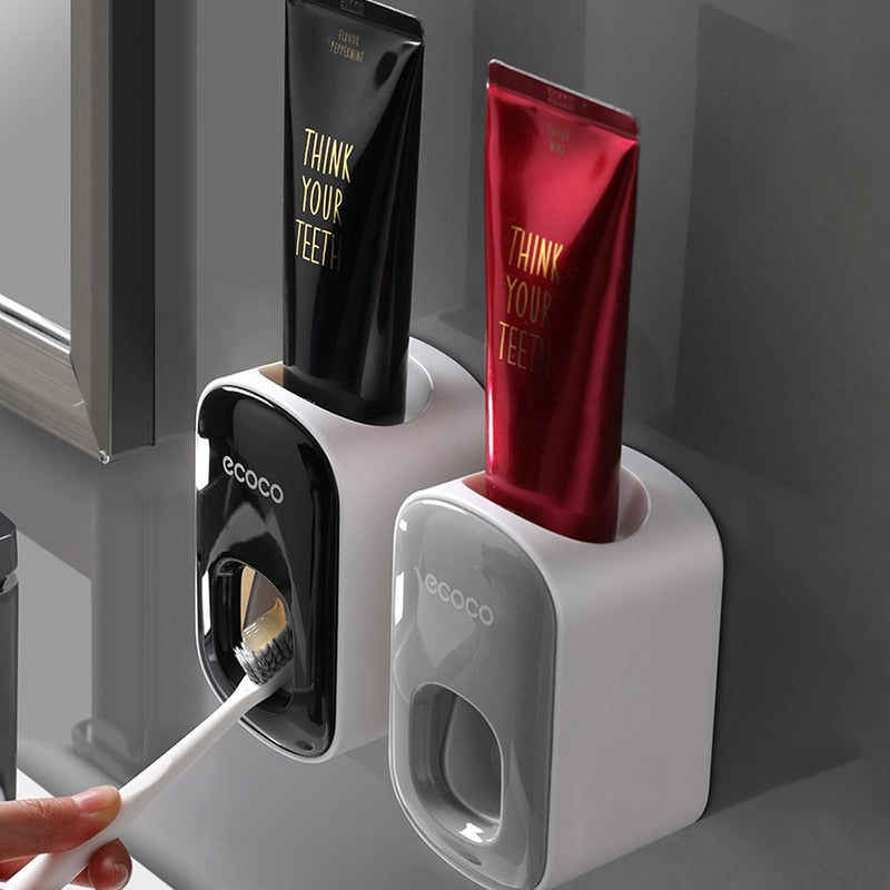 Automatic Toothpaste Dispenser - Wall Mount with Brush Holder