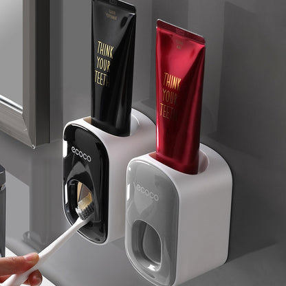 Automatic Toothpaste Dispenser - Wall Mount with Brush Holder