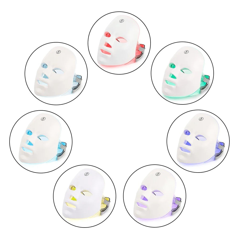 LED Facial Beauty Device - Color Light Therapy for Skin Rejuvenation