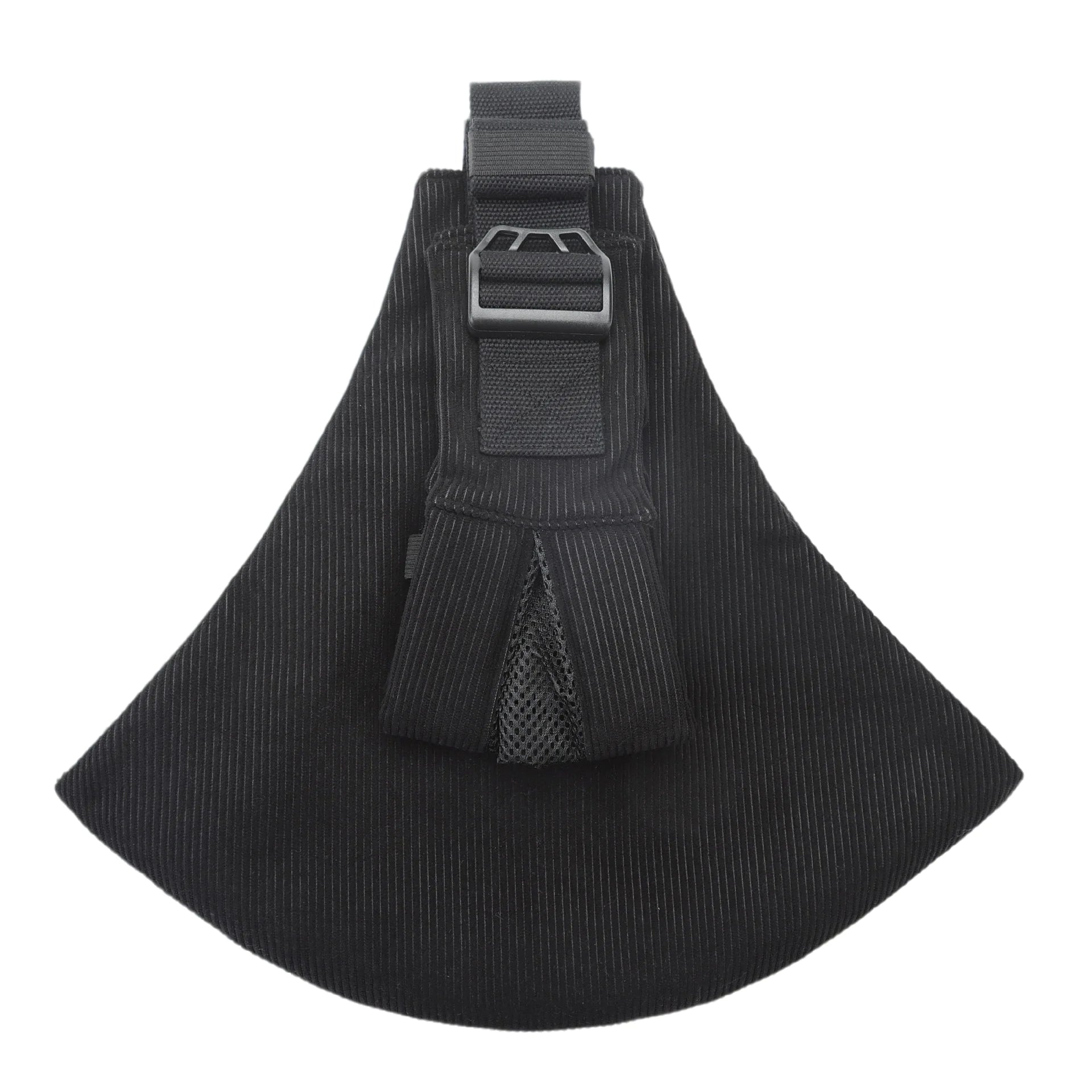 Black tactical pouch with a buckle on a white background