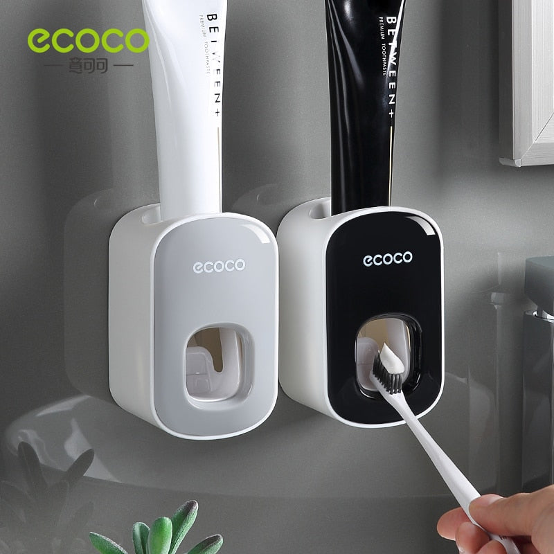 Automatic Toothpaste Dispenser - Wall Mount with Brush Holder