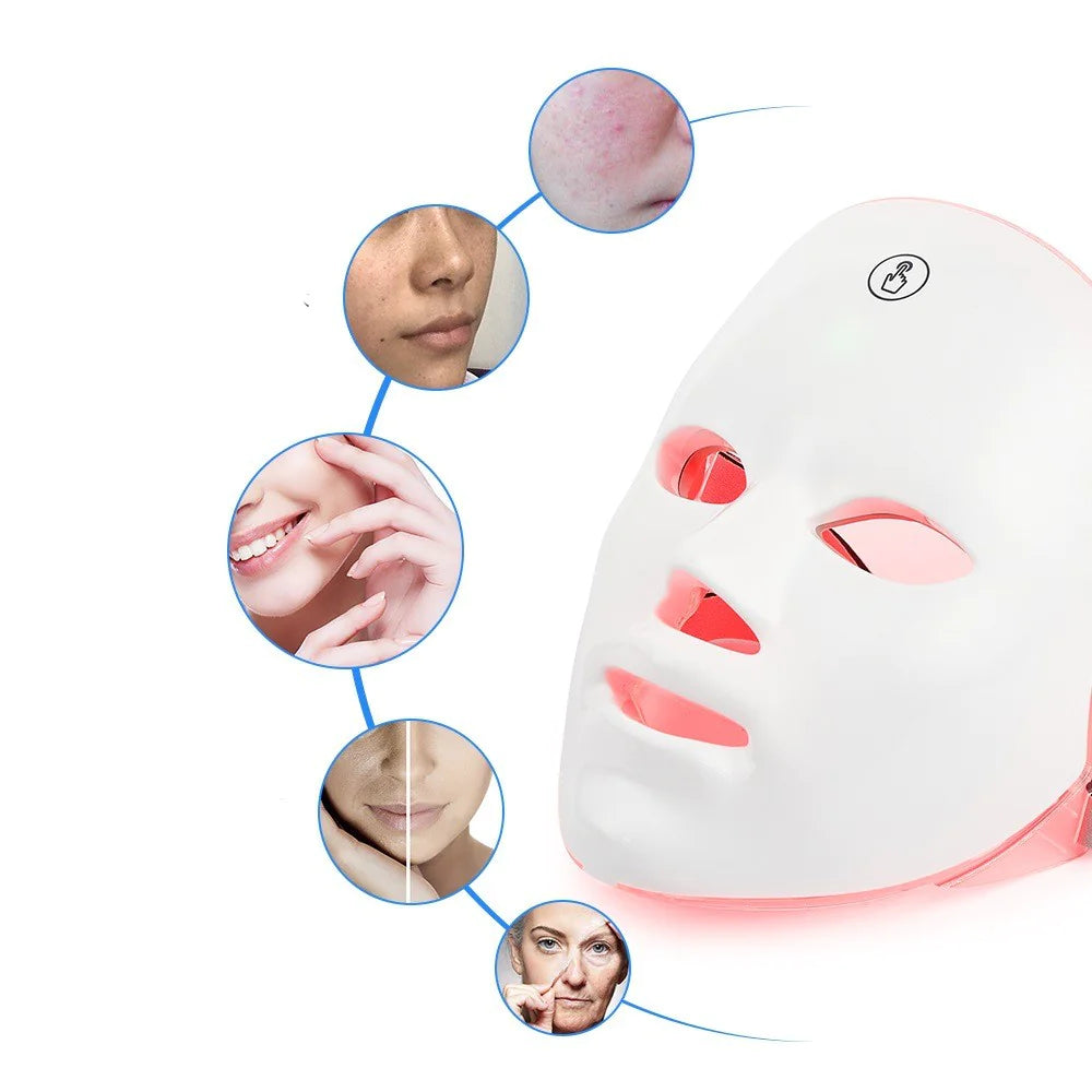 LED Facial Beauty Device - Color Light Therapy for Skin Rejuvenation